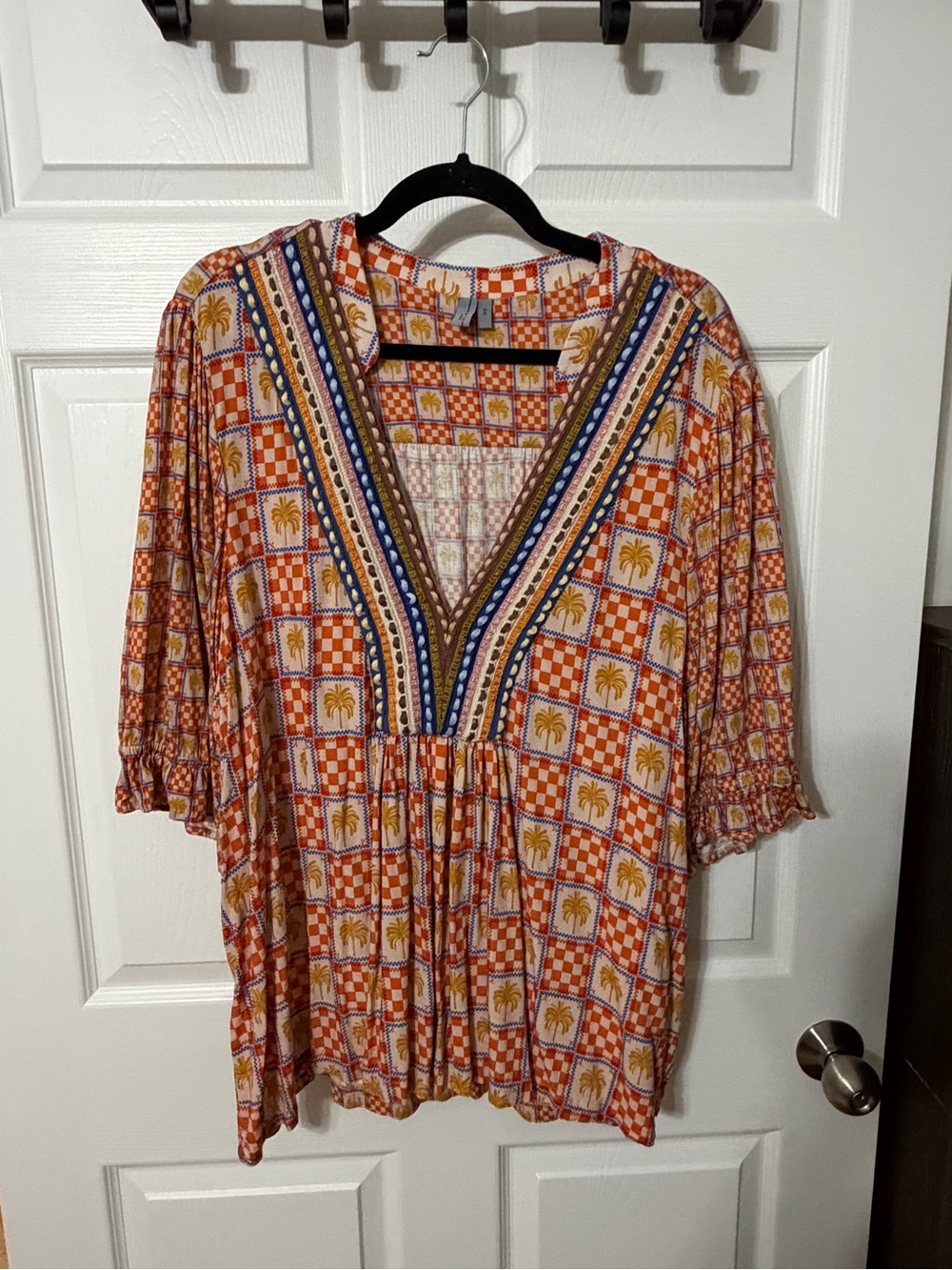 Bl-nk London Stephanie Top featuring palm tree print womens size 3x